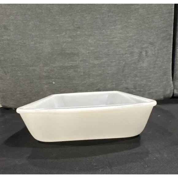 Vintage Glasbake Milk Glass Rectangular Baking Dishes With Blue Farm Scene - Picture 6 of 16